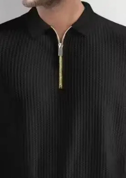 Men polyester regular zip t-shirt