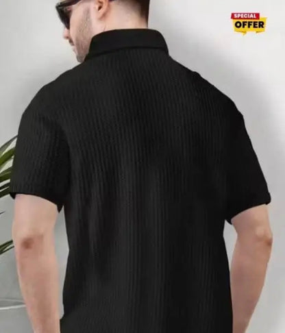 Men polyester regular zip t-shirt